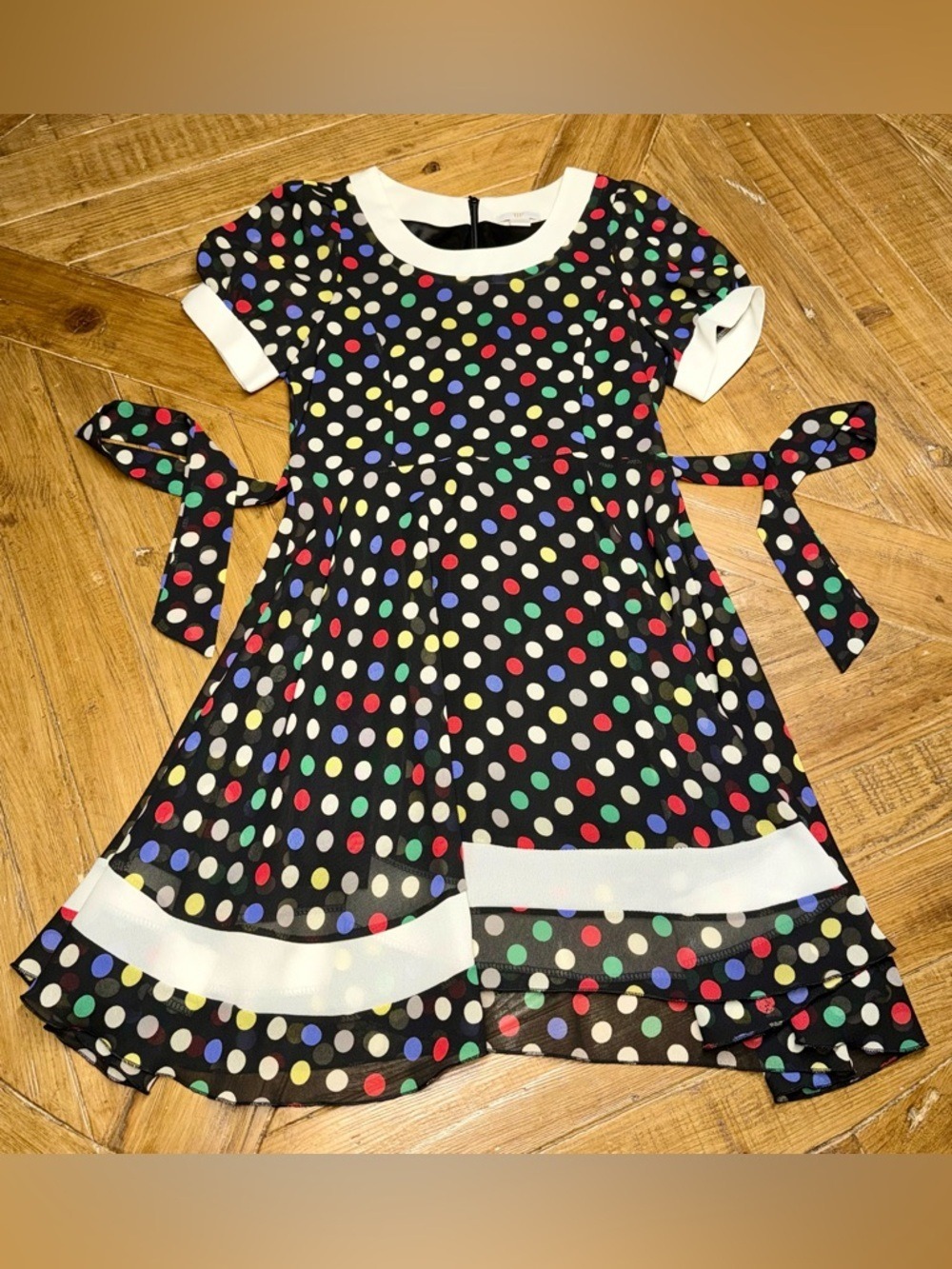 JJF label multi colored polka dots mini dress - fun & flirty / measures small